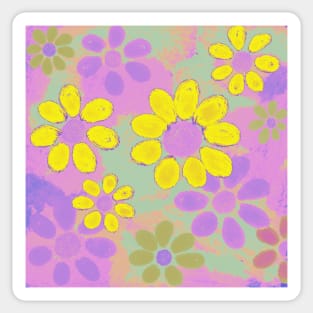 Neon Colorful Daisy Sunflower Floral Pattern Sticker